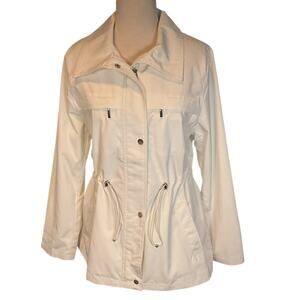 The Tower Collection By London Fog White Jacket Drawstring Waist Size Medium